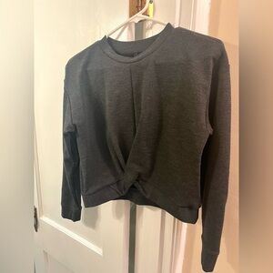 Lou & Grey Ponte Front Twist Sweatshirt (Dark Gray)